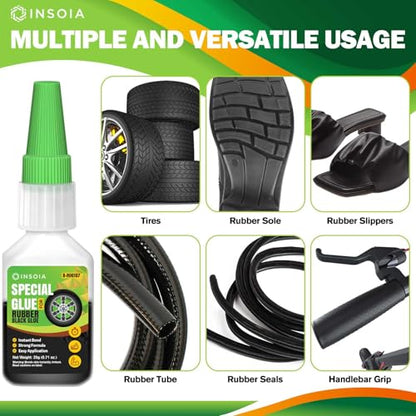 Black Rubber Glue, 20g Heavy Duty Rubber Adhesive for Tire, Tube, Shoes, Plastic, Metal & DIY Projects – Quick-Dry, Waterproof, Heat-Resistant Rubber Cement for Sidewalls, RC Tires & Auto Repair - size: 20 Grams * 1 Pack, style: Black Rubber Glue