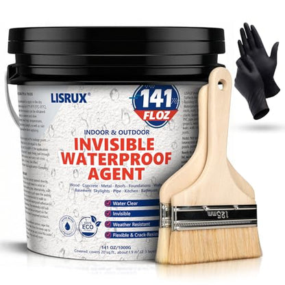 Transparent Waterproof Sealant, 141 Oz Invisible Waterproof Agent, Transparent Waterproof Coating for Roof Repair, Walls, Window, Bathroom, Kitchen, Water-Based Clear Sealant, Indoor & Outdoor - size: 141 FL OZ
