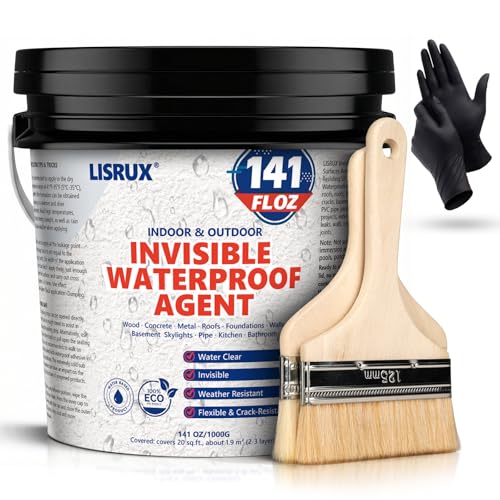 Transparent Waterproof Sealant, 141 Oz Invisible Waterproof Agent, Transparent Waterproof Coating for Roof Repair, Walls, Window, Bathroom, Kitchen, Water-Based Clear Sealant, Indoor & Outdoor - size: 141 FL OZ