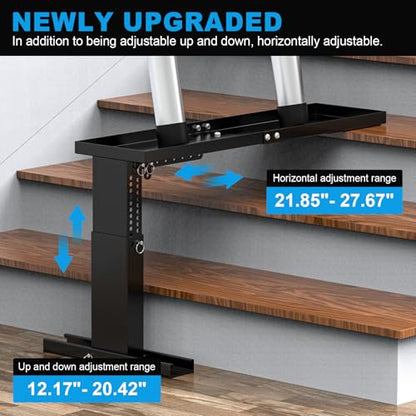 Heavy-Duty Ladder Leveler for Stairs, Adjustable 12"-20" H Stair Ladder Platform Pro for Extension, Straight & Telescopic Ladders, Foldable High-Strength Ladder Extender for Stairs with Non-Slip Pad - size: 29.92"