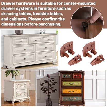 20 Sets Drawer Guide Kits, Drawer Slides Repair Kit with Screws Replacement Parts for Dressers, Hutches, Nightstand Drawers