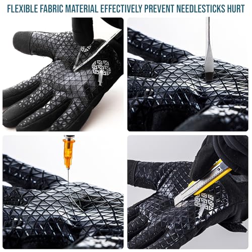 TAILI Level 3 Needle-resistant, Level 5 Puncture-resistant and A7 Cut-resistant Work Gloves, Grip Enhanced, Breathable, Touchscreen Gardening Gloves for Men, Black, X-Large (XL), 2 Pairs - size: X-large (2 Pairs), style: Needle-resistant, Cut-resistant