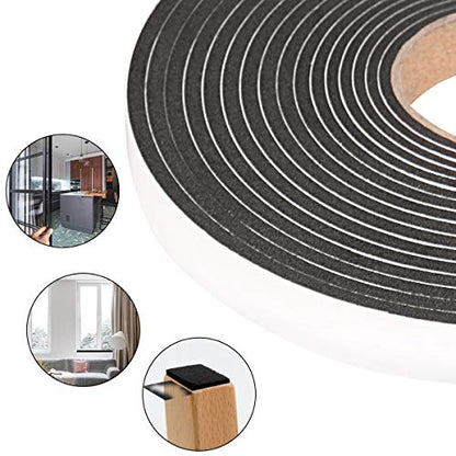 Seal Foam Tape,1/2 Inch W x 1/8 Inch T Weather Stripping for Door and Window,High Density Single Sided Closed Cell Door Insulation Weather Strip, 6 Rolls Total 98FT Black - size: 1/2'' W x 1/8'' T x 98Ft
