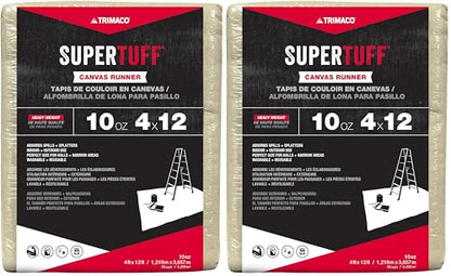 Trimaco 51127 SuperTuff Drop Cloth, 4-feet x 12-feet, Tan, 48 Sq Ft (Pack of 2) - size: 4-feet X 12-feet (Pack of 2)