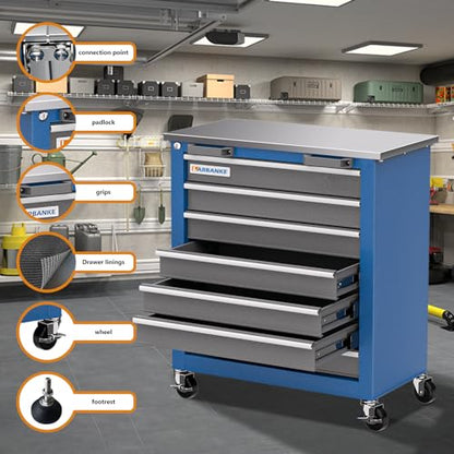 LARBANKE 7-Drawer Rolling Toolbox,Tool Box with 360° Lockable Wheels and Padded Feet,Tool Chest with Keyed Locking System and Drawer Liners,can be Combined Storage System with Tool Chest - style: 7 Drawer Rolling Tool Chest with feet pad