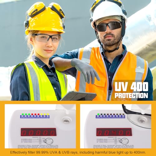 OXG 12 Pack Anti Fog Safety Glasses for Men, ANSI Z87.1 Safety Goggles Impact Scratch Resistant Eye Protection for Work - color: Clear With Straps