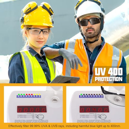 OXG 12 Pack Anti Fog Safety Glasses for Men, ANSI Z87.1 Safety Goggles Impact Scratch Resistant Eye Protection for Work - color: Clear With Straps