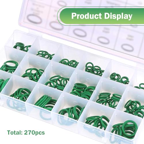 270PCS Seal Gasket Washer, Car Air Conditioning Compressor Seal O-Ring Assortment Kit, 18 Sizes Car Air Conditioning AC O Ring Kit, Universal Vehicle Repair Tool for Door, Window, Home Appliances