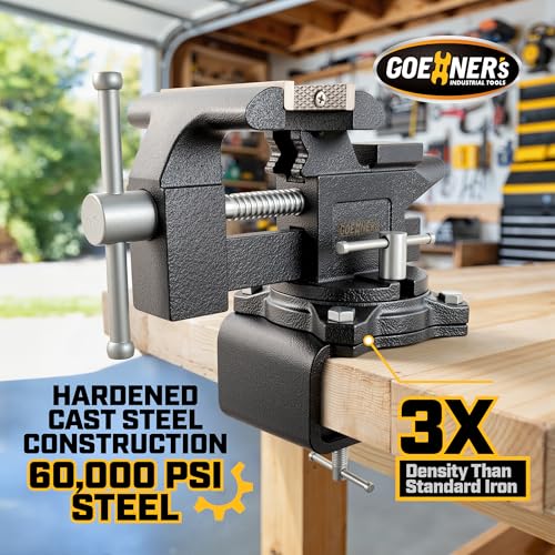 Updated 2-In-1 Bench Vise or Table Vise 4.5 Inch, Clamp Vice for Workbench Constructed with Cast Steel, Heavy Duty Workbench Vise Swivel for Woodworking - size: 4.5 Inch