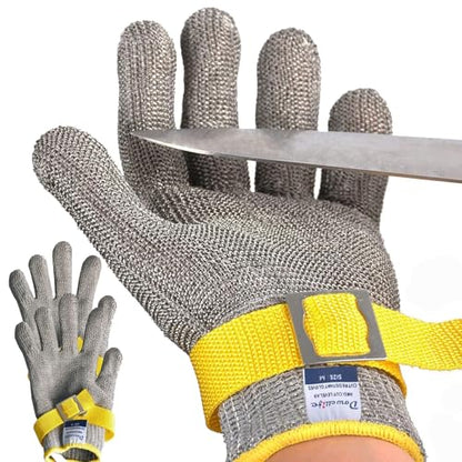 Dowellife Comfortable ANSI A9 Cut Resistant Glove Food Grade, Mesh Metal Kithcen Glove for Chef Oyster Shucking Mandoline Knife Butcher Meat Cutting(Medium-3 Pcs) - size: Medium (Pack of 3)