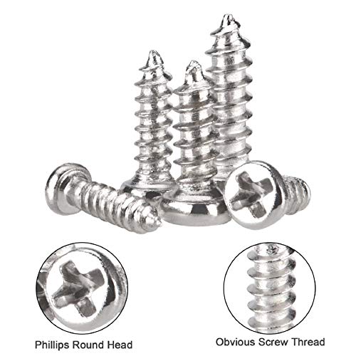 1000Pcs mini Screw kit M1 M1.2 M1.4 M1.7 Phillips pan Head Micro Screws Self-Tapping Electronic Small Metric Screw PA Nickel-Plated - color: Silver