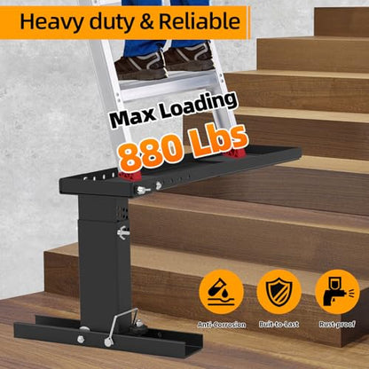 Foldable Ladder Extender Pro, Heavy-Duty Ladder Stabilizer High Strength, Ladder Leveler 12.2"-17.5", Adjustable Height for Stairs with Non-Slip Feet - size: Pro 12.2-17.5"