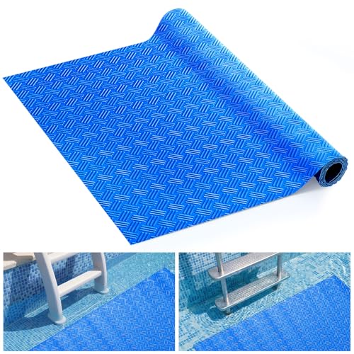 Breling 16" x 36" Swimming Pool Ladder Mat, Protective Pool Ladder Pad Step Mat with Non Slip Texture for Above Ground Swimming Steps Liners and Stairs(Striped) - size: 16" X 36", style: Striped
