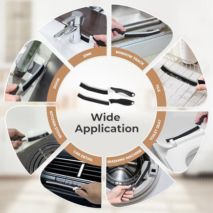 TQRR Cleaning Brush-Hard Crevice Cleaning Brushes, Multifunctional Window Groove Brushes, Grout Brush, Cleaning Tool for Bathroom, Kitchen, Toilet, Tile, Sink, Home (6, Black) - color: Black