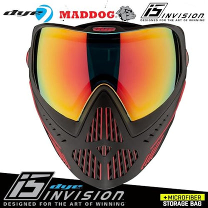 Maddog Dye i5 Thermal Anti-Fog Paintball Airsoft Mask Goggle System Combo with Microfiber Bag | Safety Certified Protection - color: Fire 2.0