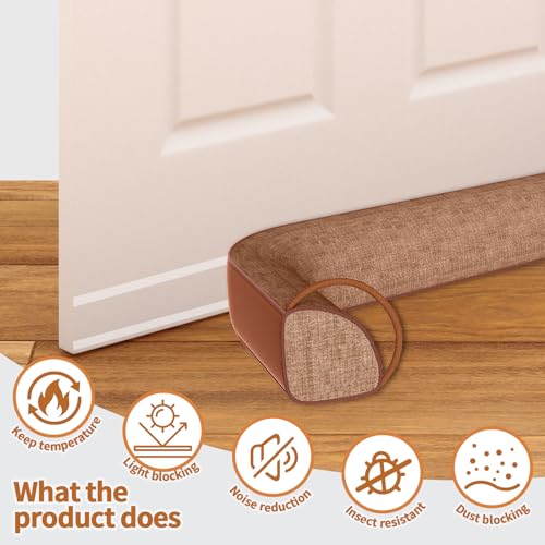 QUOLIX Triangle Under Door Draft Stopper Bottom Door Gap Filler & Seal Windproof Coating Cover Fits 30” to 36” Door Block Noise, Sound, Hot Air, Light, Bugs Easy Install Draft Blocker (38inch-Brown) - size: 38-Brown
