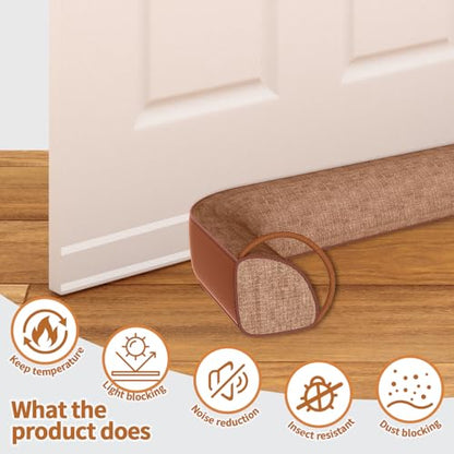 QUOLIX Triangle Under Door Draft Stopper Bottom Door Gap Filler & Seal Windproof Coating Cover Fits 30” to 36” Door Block Noise, Sound, Hot Air, Light, Bugs Easy Install Draft Blocker (38inch-Brown) - size: 38-Brown