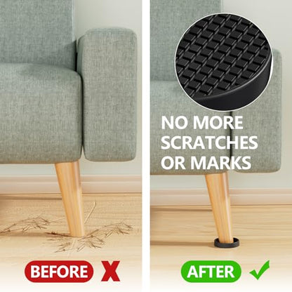 Non Slip Furniture Pads - 2" Anti Skid Caster Cups, 4PCS Round Black Silicone Furniture Coasters for Hardwood Floors, Anti Slide Furniture Cup Bed Couch Floor Protectors - size: 2" 4pcs Black