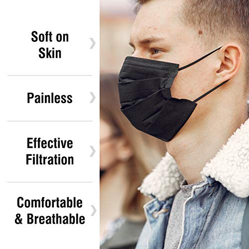 WECARE Disposable Face Mask Individually Wrapped - 50 Colored and Print Face Masks - color: Black