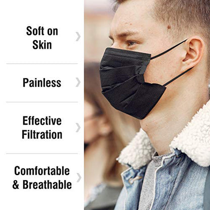 WECARE Disposable Face Mask Individually Wrapped - 50 Colored and Print Face Masks - color: Black
