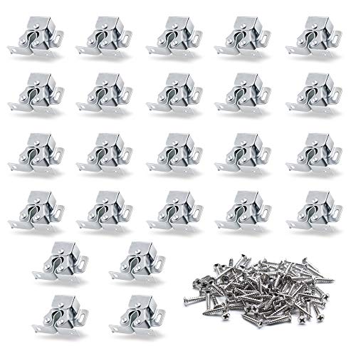 Luomorgo 24 Pack Double Roller Catch Cabinet Latches with Spear Strike for Cupboard Closet Door, Silver - color: Silver, size: 24 Pieces