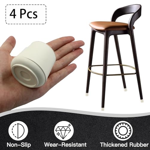 4pcs 1-1/2 Inch Round Chair Leg Tips Caps, Non-Slip Rubber Chair Leg Floor Protectors, White Furniture Leg Caps Fit for 1.45"-1.5" (37-38mm) Diameter Round Feet - size: 1-1/2 Inch-White