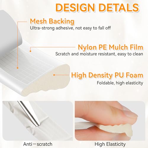 236" Wedge-Shaped Foam Window Seal Strip, Door Weather Stripping, Soundproof Front Door Frame Seal, Self-Adhesive Winter Insulation for Doors & Windows, Draft Stopper Gap Filler, White