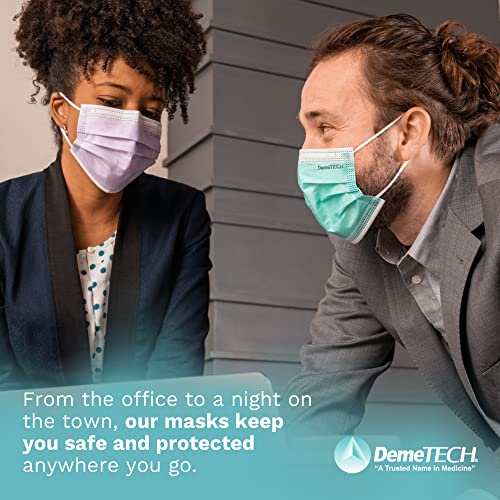 DEMETECH ASTM Level 3 Protective 3-Layer Face Mask, Ear-Loop Style, Adult Mask - color: Purple - 50 Pack