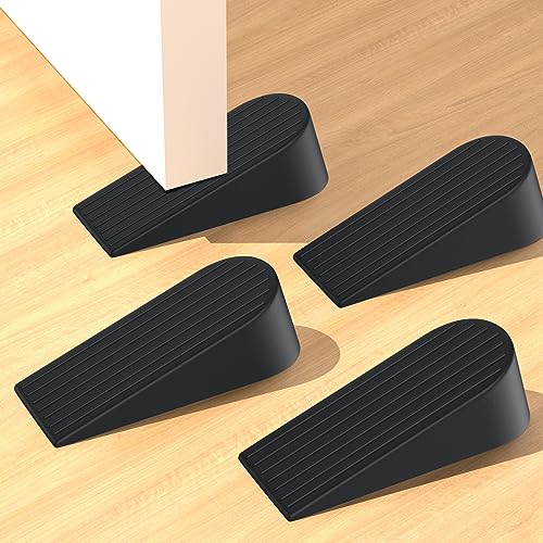 Big Door Stoppers, Extra Large Door Stoppers for Bottom of Door Gaps, Sturdy and Stackable Heavy Duty Doorstop Great for Home Office, Rubber Door Stopper Wedge for Tile, Wooden Floor, Carpet (4 Pack) - color: 4 PACK