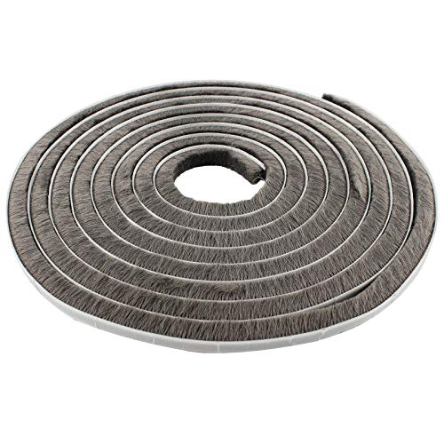 Tambee Self-Adhesive Soundproofing Weather Stripping for Doors and Windows, Brush Weather Strip Door Seal Pile Insulation, 3/8in x 3/5in x 65.6ft, Grey - color: Gray, size: 3/8in*3/5in*65.6ft