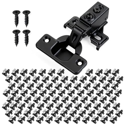 Mousike 100 Pack (50 Pair) Soft Close Cabinet Hinges, 1/2 Overlay Soft Close Hinges for Kitchen Cabinet, Stainless Steel, Built-in Damper, 100 Degree Opening Angle, 6 Way Adjustment - color: Black, size: 100 Pack
