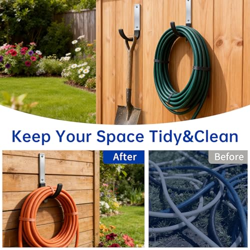 GeeWatom Heavy Duty Steel Garage Hooks,Garage Storage Utility Hooks,Heavy Duty Garage Garden Tool Organizer,Steel Wall Mount Hooks, Garden Hose Hanger, Black U Hooks (Dark Brown-6PC) - color: Dark Brown-6PC