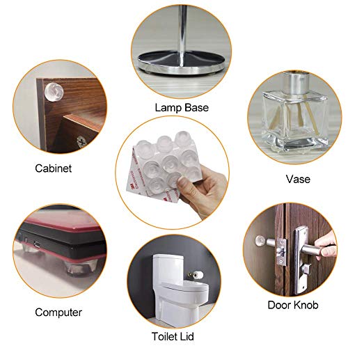 18pcs Furniture Bumpers, Silicone Adhesive Clear Bumpers Noise Dampening for Door Cabinet Drawers - size: 18mm/21mm, 10.5mm