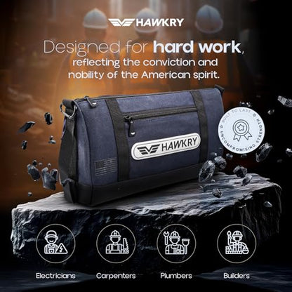 HAWKRY Heavy Duty Canvas Tool Bag – Waterproof Canvas Zipper Pouch, Garden Tool Bag, Construction Bags Heavy Duty, Small Zipper Pouch, Motorcycle Tool, Multipurpose Fishing Bag - color: Blue