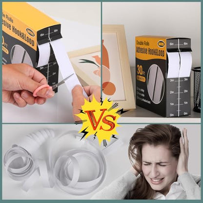 Navona 30Ft x 1 Inch Hook and Loop Strips with Adhesive – 2 Rolls Heavy Duty Hook and Loop Tape with Backing for Home, Office, School, and Crafting Projects, White - color: 1in x 30ft-white