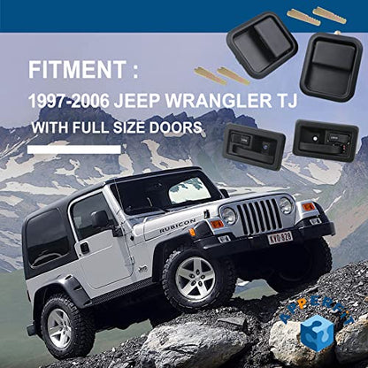 APPERFiT Exterior & Interior Door Handles w/Keepers Compatible with Jeep Wrangler YJ TJ 1991-2002 with Full Doors Replaces 55176382AE 55176383AE 55176477AB 55176476AB - style: 1991-2002 Exterior & Interior Door Handle