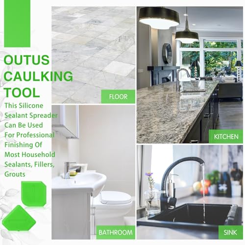 Outus 2 Pieces Caulking Tool Set Silicone Sealant Grout Tool for Kitchen Bathroom Floor Sealant Sealing (Light Green) - color: Light Green