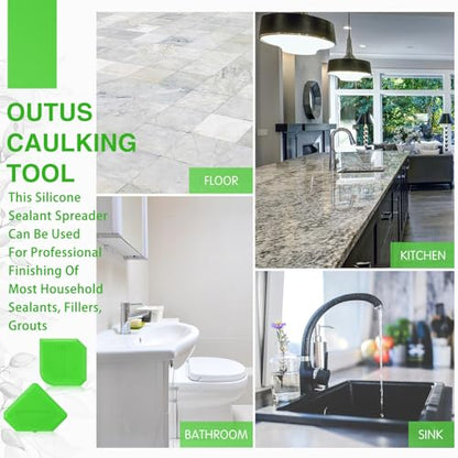 Outus 2 Pieces Caulking Tool Set Silicone Sealant Grout Tool for Kitchen Bathroom Floor Sealant Sealing (Light Green) - color: Light Green
