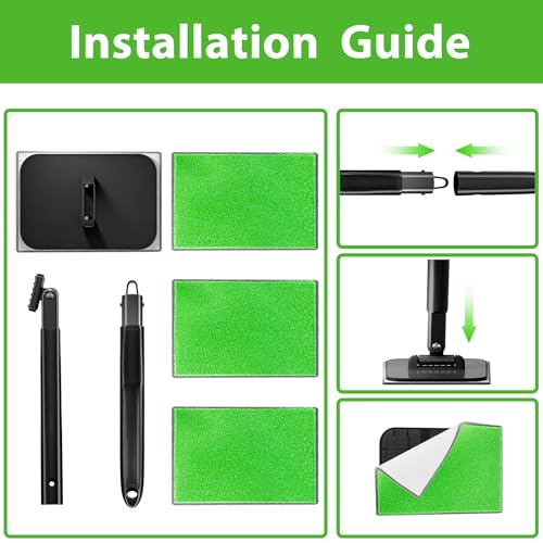 Car Windshield Cleaner Tool with Extendable Handle, Inside Auto Window Glass Cleaning Kit with 5 Washable Microfiber Pads, Streak-Free Defogger Wand for Deep Dashboards & SUVs - color: Dark Green