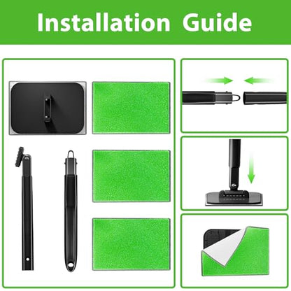 Car Windshield Cleaner Tool with Extendable Handle, Inside Auto Window Glass Cleaning Kit with 5 Washable Microfiber Pads, Streak-Free Defogger Wand for Deep Dashboards & SUVs - color: Dark Green