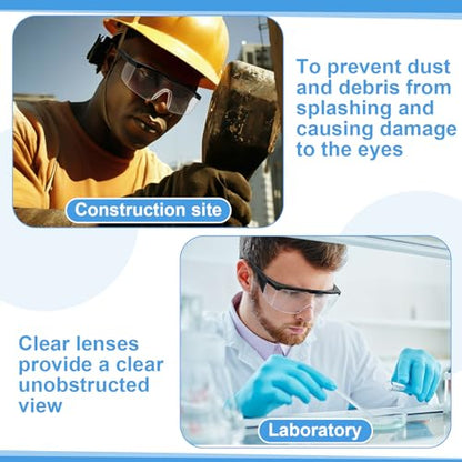 Treela 50 Pcs Safety Goggles Bulk Anti-Fog Glasses with Adjustable Temples and Wraparound Lenses Scratch Resistant Safety - color: Clear and Black