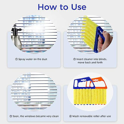 4Pcs Window Venetian Blind Cleaner Duster Tool,Washable 7 Fingers Dusting Cleaner and Air Vent Cleaner,Shutter Brush,Blinds Air Conditioner Keyboard Fan Duster Dirt Housekeeping Tool