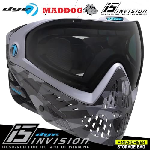 Maddog Dye i5 Thermal Anti-Fog Paintball Airsoft Mask Goggle System Combo with Microfiber Bag | Safety Certified Protection - color: Cb Urban Camo