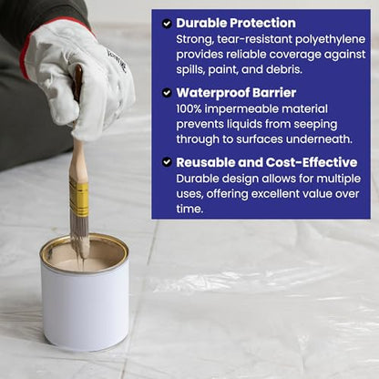 VICMORE Clear Plastic Drop Cloth 9 x 12 Ft, 1 Mil Plastic Sheeting for Painting, Floor & Furniture Cover, Waterproof Dust Barrier, Light-Duty Disposable Cover for DIY & Renovation - size: 9FT x 12FT, 1 PACK, MEDIUM-DUTY