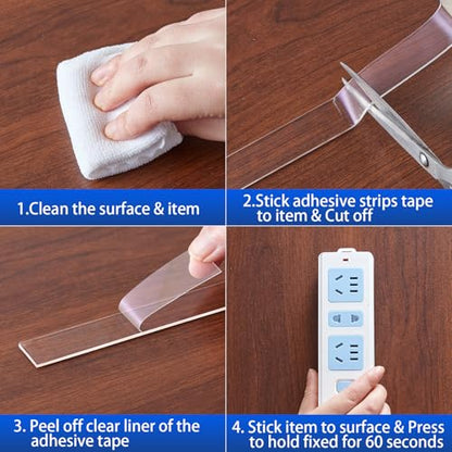 Nano Strong Mounting Adhesive Tape Double Sided Tape Heavy Duty Removable Clear Two Sided Double Stick Wall Tape 0.78in*16.4ft - size: B:0.78inch*16.4ft
