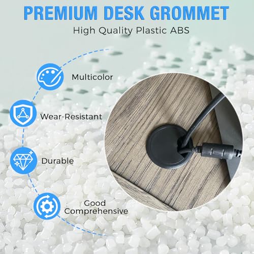 Desk Grommet 2-1/16" (53 mm), Desk Cord Hole Cover, Cable Grommet ABS Plastic, Desk Hole Grommet for Office and Home Table Cable, Detachable Adjustable Cable Cord Organizer (Light Grey 2 Pcs) - size: 2-1/16" (53 mm), style: 2 pcs Light Grey