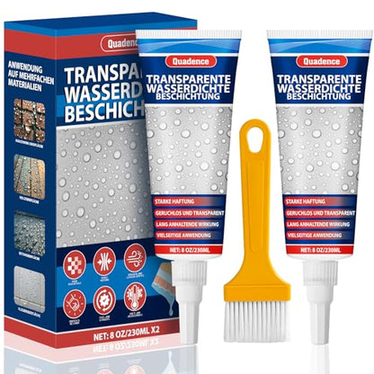 Polyurethane Waterproof Coating, Quadence Invisible Waterproof Sealant Transparent Anti-Leaking Insulation Adhesive for Roofs, Walls, Bathroom, Shower, Window Sills, Indoor & Outdoor Sealant 460ml