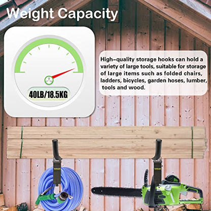 6 Set Garage Wall Mounts, 9 Large Wall J Hooks, Black - Heavy Duty Extension Cord Hangers for Ladders, Mowers, Cables - size: 9 Inch- 6 Set