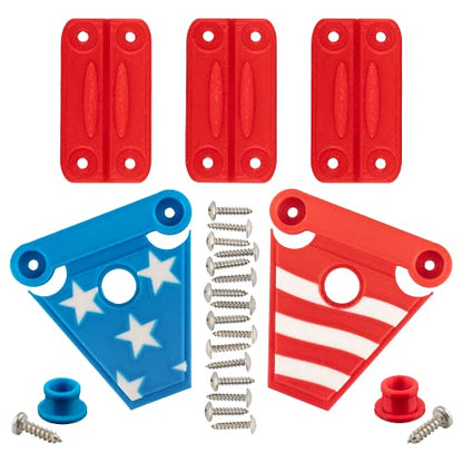 NeverBreak Parts - Igloo Cooler Replacement Parts - Large Repair Kit | High Strength Igloo Cooler Hinges Replacement with Latches | Ice Chest Repair Kit - color: Red, White and Blue