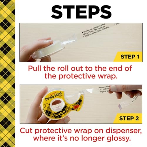 Scotch Double Sided Tape, Office and School Supplies for Arts and Crafts, Alternative to Scrapbooking Tape, 0.50 in. x 500 in., 2 Refill Tape Rolls - size: 2 Rolls